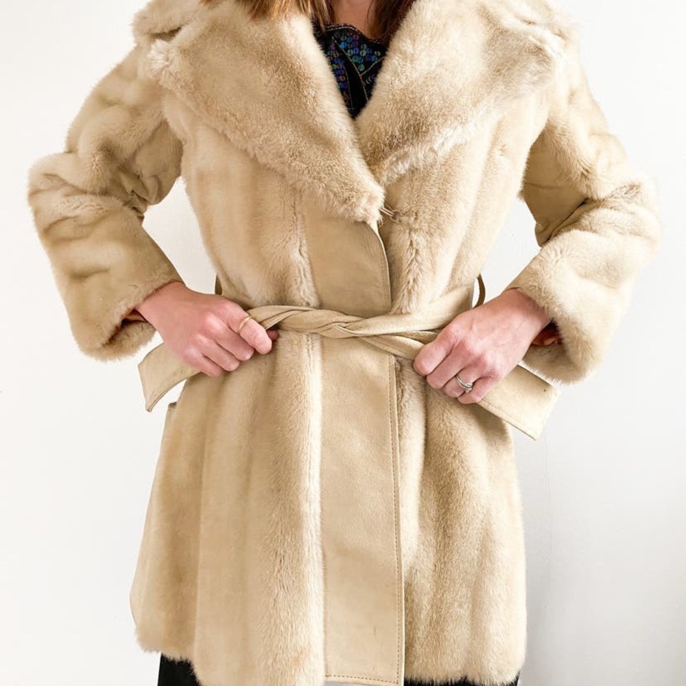 Vintage England Fur cream suede and  coat